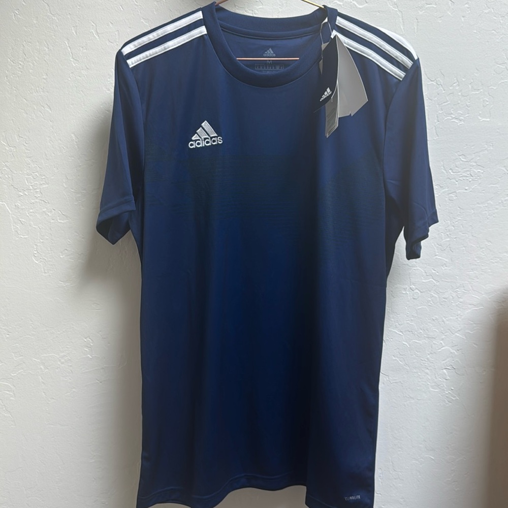 Adidas soccer jersey navy white Medium men’s NWT